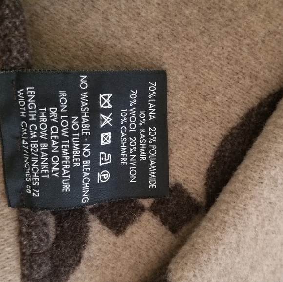 AUTHENTIC GUCCI GG GUCCISSIMA LOGO WOOL / CASHMERE FRINGED BLANKET - Picture 8 of 11